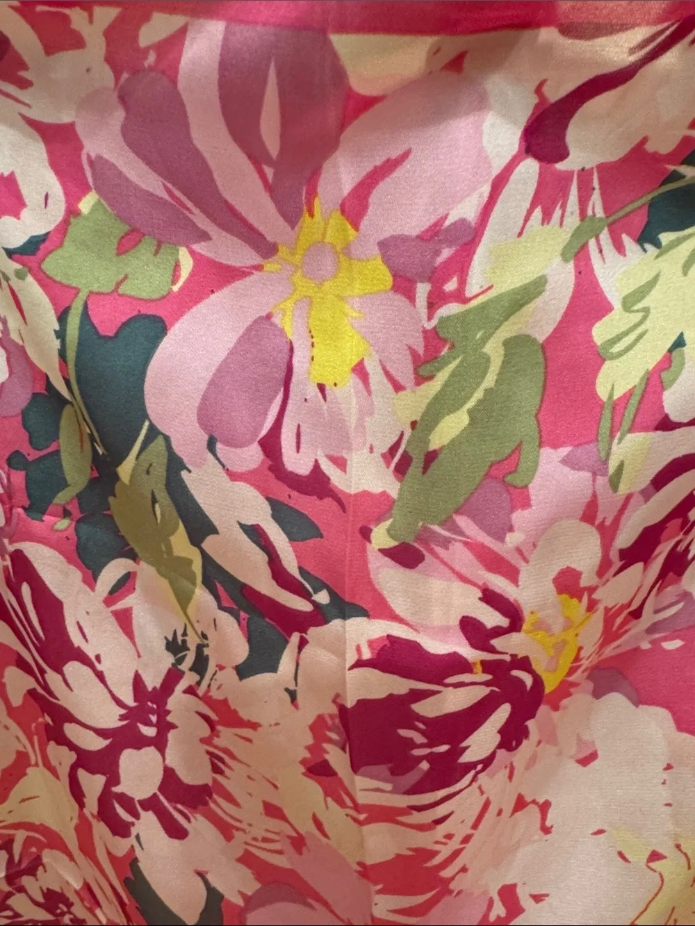 Bright Pink Floral Silk Scarf NWOT